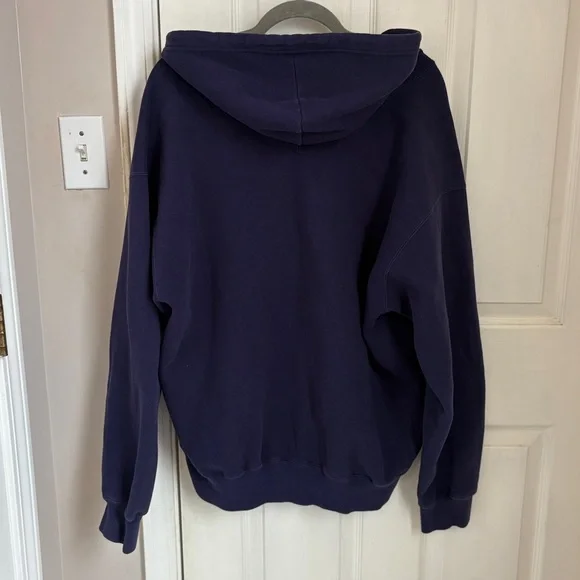 Prospirit Vintage Zip Up Hooded Sweatshirt in Navy with Pockets - Picture 3 of 6